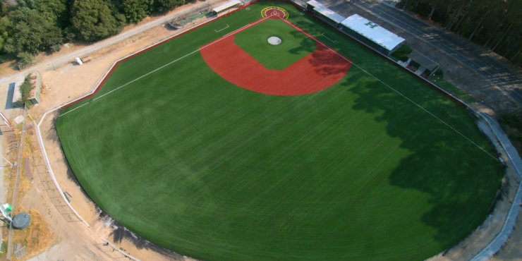 Permeable base rock for Harbor High School baseball field