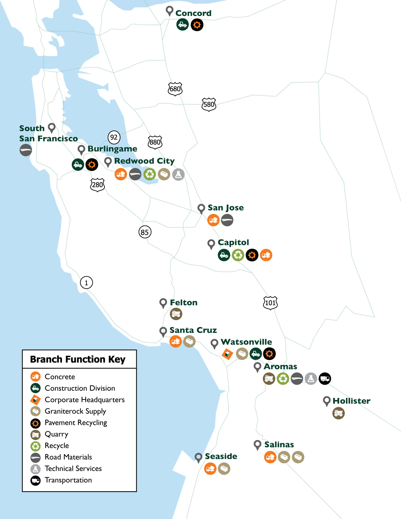 Map of branch locations