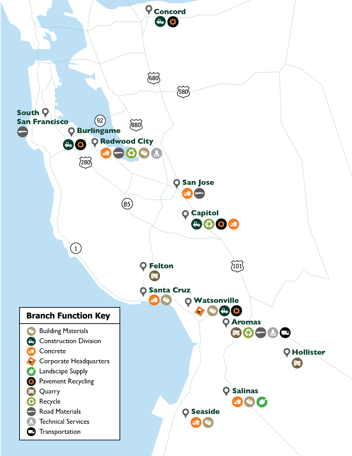 Map of branch locations